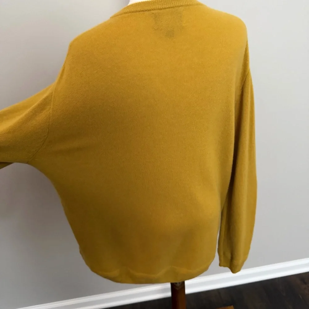 J. Crew 100% Cashmere Sweater Crewneck Elevated Basic Soft Golden Mustard Yellow